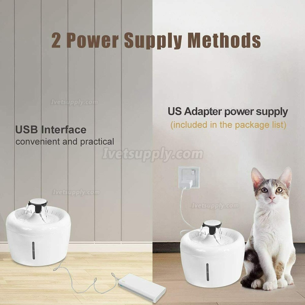 2.5L Dog Cat Water Fountain Automatic Pet Water Dispenser with 3 Filters & 1 Mat